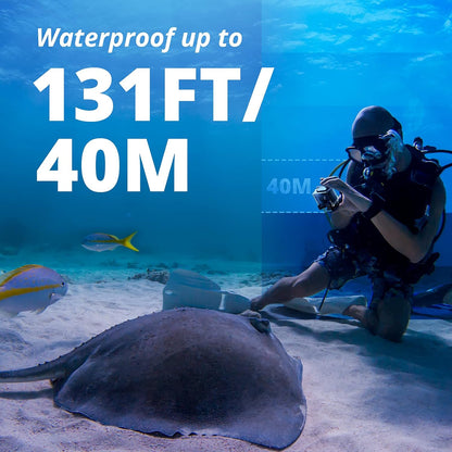 AKASO Brave 4 Pro Action Camera with Waterproof Floating Hand Grip Bundle - 4K30 20MP Ultra Hd EIS 131ft Underwater Camera 5xZoom Touch Screen WiFi Remote Control with Helmet Carry Bag Accessories Kit