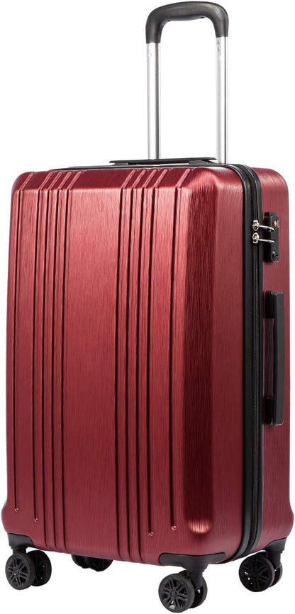 Coolife Luggage Suitcase PC+ABS with TSA Lock Spinner Carry on Hardshell Lightweight 20in 24in 28in (wine red, L(28IN))