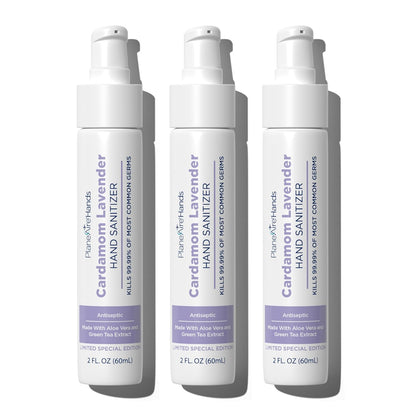 Cardamom Lavender Lotion Hand Sanitizer | Travel Size | Moisturizing Hand Lotion | Made with Aloe Vera & Essential Oils | Rich in Vitamin E | Cleanse & Moisturize | Scented Hand Sanitizer | 3-Pack