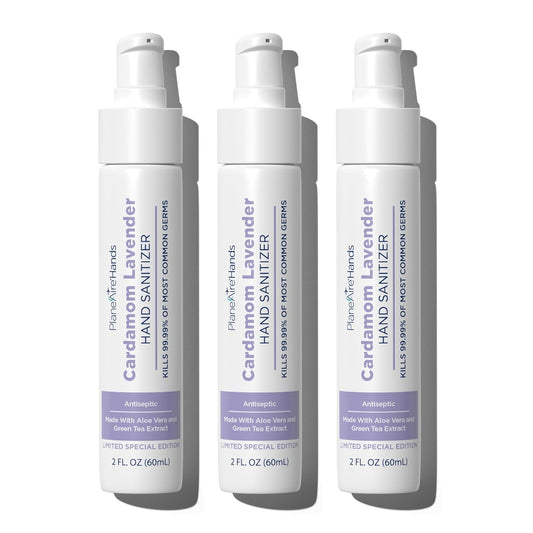Cardamom Lavender Lotion Hand Sanitizer | Travel Size | Moisturizing Hand Lotion | Made with Aloe Vera & Essential Oils | Rich in Vitamin E | Cleanse & Moisturize | Scented Hand Sanitizer | 3-Pack