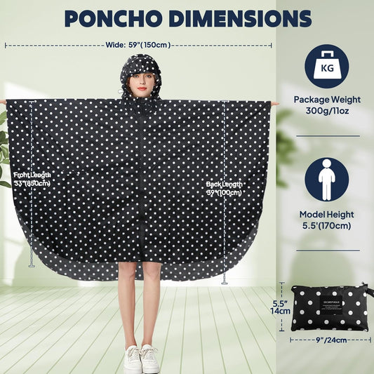 ANYOO Waterproof Rain Poncho Lightweight Reusable Hiking Hooded Coat Jacket for Outdoor Activities