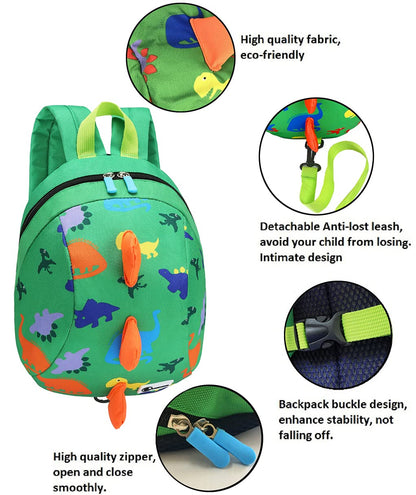 DB Toddler Mini Dinosaur Backpack with Child Leash, Anti Lost Wrist Link for Kids, Safety Harness Back Pack for Baby Boy Girl