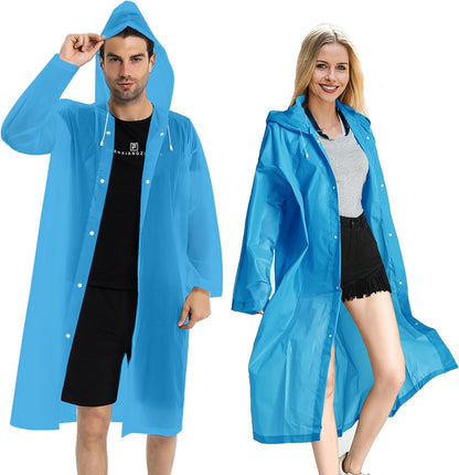 Rain Coats (2 Pack) - Reusable EVA Rain Ponchos for Adults Rain Jackets Raincoats for Men Women