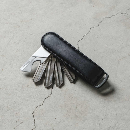 Jibbon Italian Premium Leather Key Organizer - Stylish Key Holder with Marine Grade 316 Stainless Steel, Compact EDC Keychain