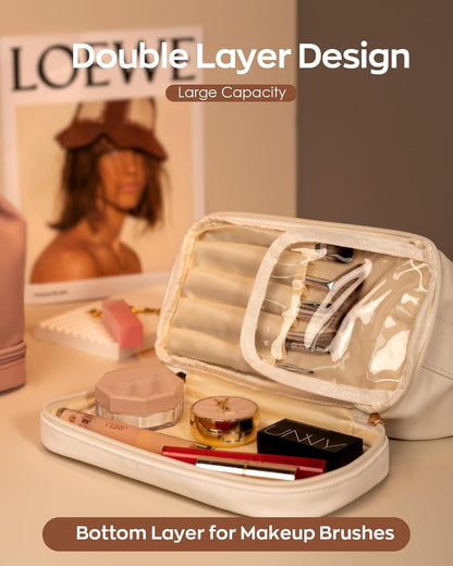Birthday Bags for Women-Cool Gifts for College Girl, Initial Makeup Bag with Handle, Bridesmaid Bags-Cosmetic Bag, Makeup Bags Letter Travel Toiletry Bag with Makeup Brush Organizer