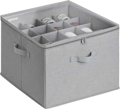StorageWorks Shoe Organizer for Closet, Fits up to 16 Pairs, Shoe Cubby Storage Containers with Adjustable Dividers and Clear Cover, Grey