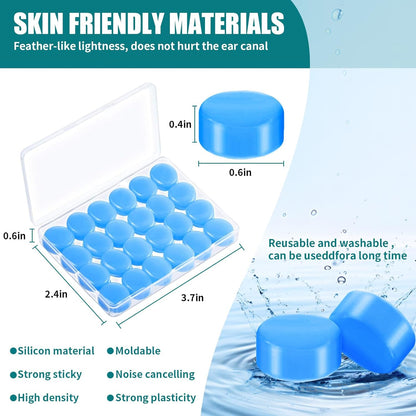 Ultra-Soft Noise Cancelling Sleeping Ear Plugs - Moldable Silicone，Wear Comfortable Noise Repairing Ear Plugs,Reusable,for Adults, Kids and Swimming (Color 1, Round)