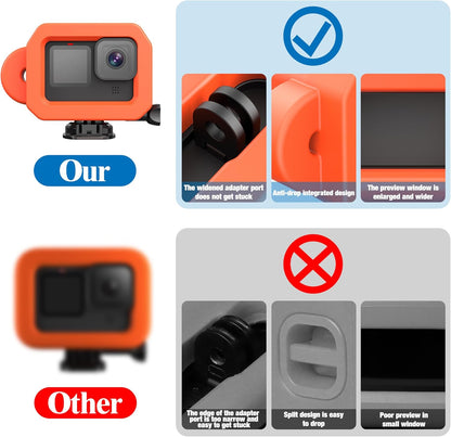 Floaty Case for GoPro Hero 13/12 / 11/10 / 9 Black, Floating Case with Long Screw and Adhesive Anchors for Snorkeling, Surfing, Wakeboarding, GoPro Hero Accessories