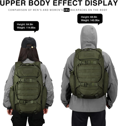 Mardingtop Tactical Molle Backpack for Men - 28L EDC Hiking & Motorcycle Backpack