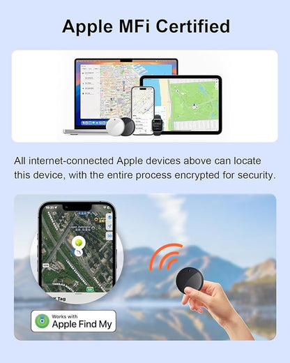 2025 Bluetooth Tracker Smart Finder for Apple Find My[Apple MFi Certified，iOS Only], iPhone Tags Key Finder Luggage Tracker for Bags, Luggage, Wallet, Bicycle, Replaceable Battery