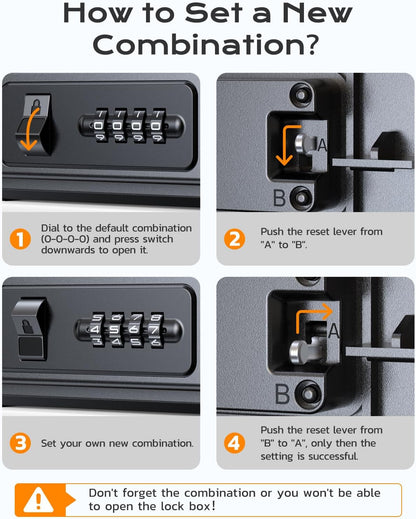 Portable Travel Safe Lock Box Waterproof & Durable, 4-Digit Combination Anti-Theft Personal Beach Safe with Removable Steel Cable, Small Security Case Lock Box for Beach/Travel/Hotel/Dorm