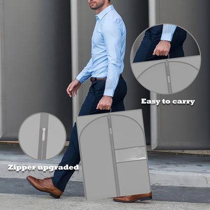 Garment Bags for Hanging Clothes, 45'' Suit Bag Cover for Storage and Travel, Dress Bags for Gowns Long, 2 Pack (Grey)