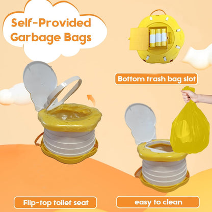 SunnySmile Toddler Travel Potty,Kids Portable Potty,Applicable to Travel,Camping, Outdoor, Indoor,with 45 Potty Bags,Cartoon Design, Children Will Like it More