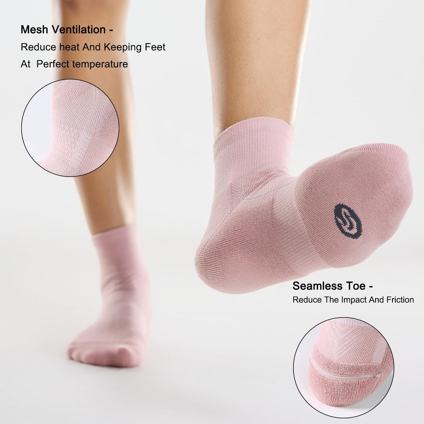 CS CELERSPORT 6 Pairs Women's Running Ankle Socks Athletic Sport Socks Cushioned