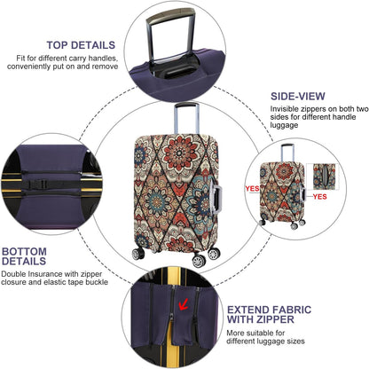 7-Mi Travel Trolley Case Cover Protector Suitcase Cover 22"-24" Trolley case Luggage Storage Covers for Men Women, Retro