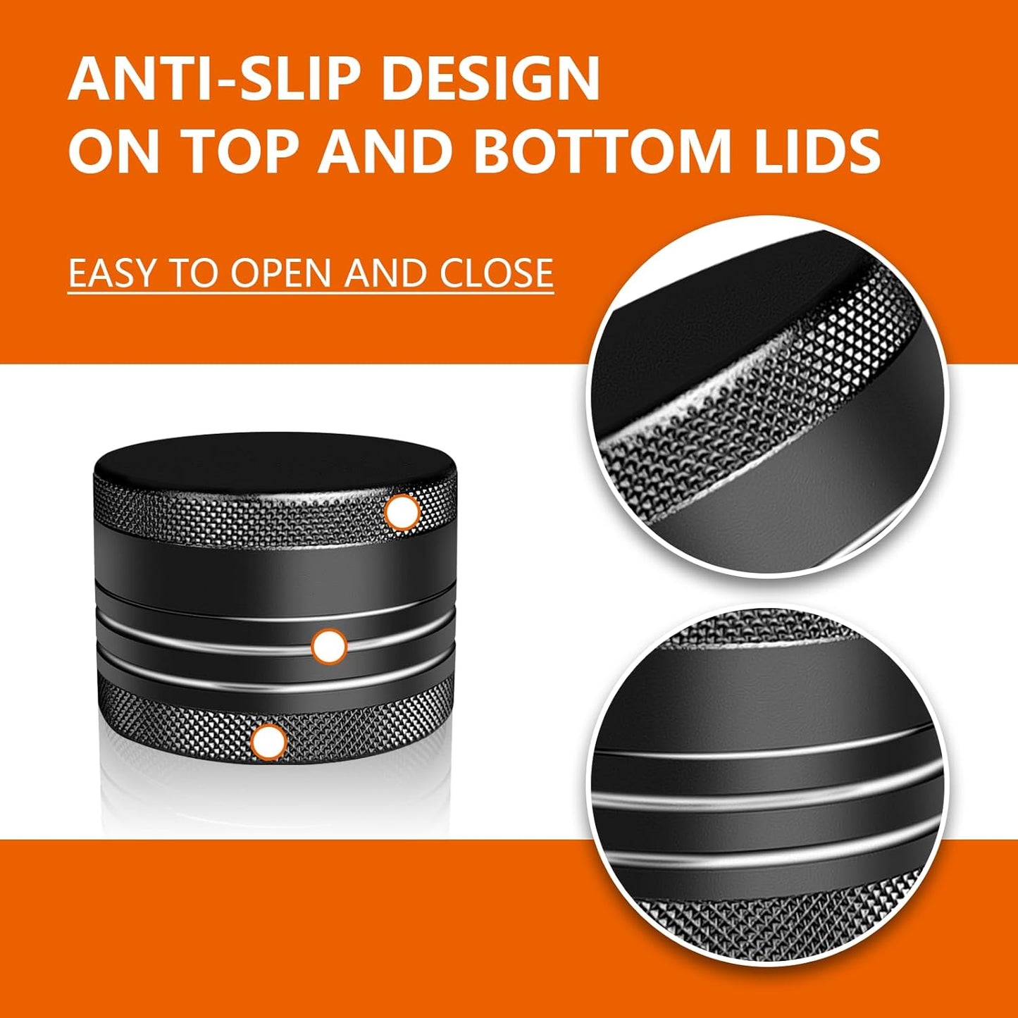 Small Pill Box, Portable Daily Box, Aluminium Alloy Round Container for Pills, Pocket Case (Black)