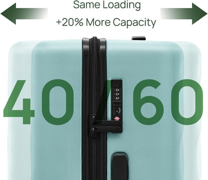 Trunk Luggage 26 Inch, Medium Checked Luggage with Double Spinner Wheels, Anti-Burst Zipper, Hard Case PC Suitcase, Lightweight Travel Luggage, TSA Approved (Crystal Green, Hudson)