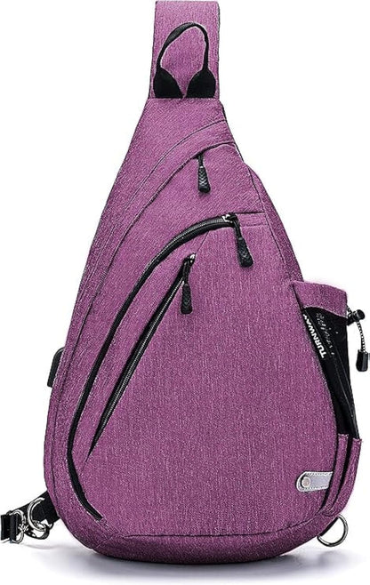 Water-Proof Sling bag/Crossbody Backpack/Shoulder Bag with USB Charging Port for Travel, Hiking, Cycling, Camping