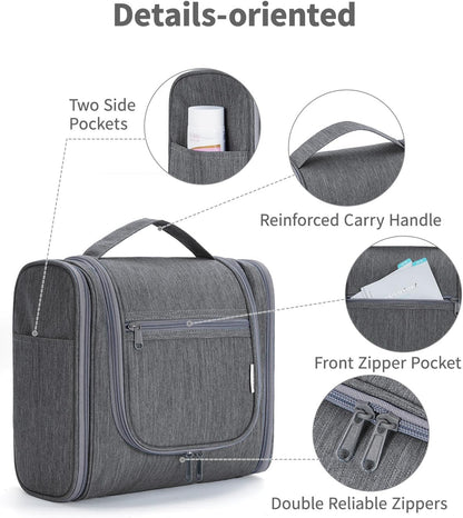 Narwey Hanging Toiletry Bag for Women Travel Makeup Bag Organizer Toiletries Bag Men for Cosmetics Essentials Accessories (Large, Grey)