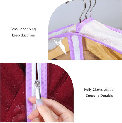 Zilink Breathable Dress Bags for Gowns 72" Clear Wedding Dress Garment Bag Dress Bags for Hanging Clothes with 4" Gussted for Long Evening Dresses, Fur Coat, Long garment Bags for Gowns, Set of 2