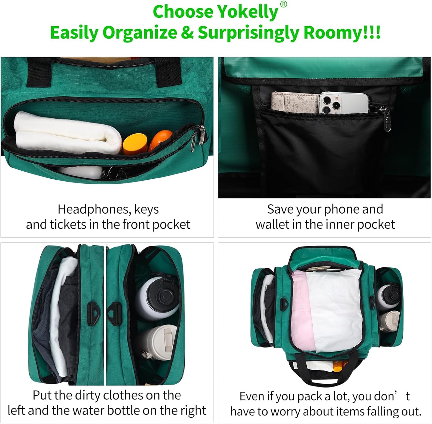 Sports Duffel Bag 20 inch for Travel Gym - Green