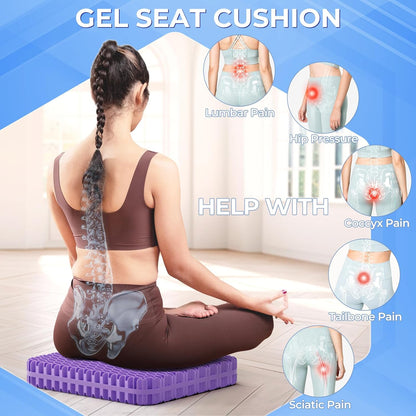 TushGuard Gel Seat Cushion for Long Sitting, Enlarged & Thickened Patent Design Office Chair Seat Cushion, Breathable Cooling Pads for Chairs, Soft Car Cushions for Wheelchair(XX-Large, Black)