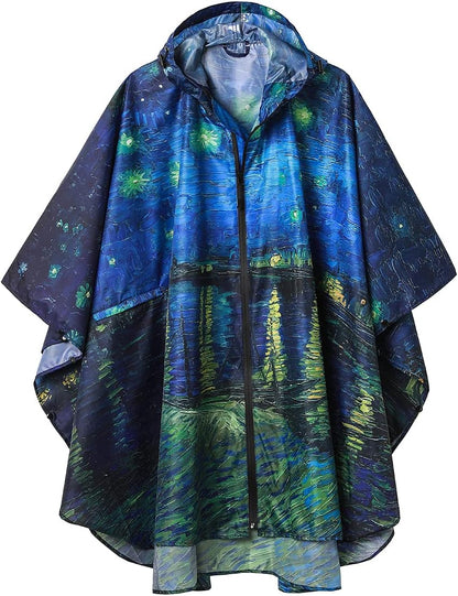 SaphiRose Rain Poncho Jacket Coat Hooded for Adults with Pockets