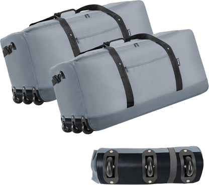 Finnhomy 120L Foldable Rolling Duffel Bag with 3 Wheels, Light Weight Travel Duffel bag with Large Loading Capacity, 32 inch Rolling Duffel bag with Shoulder Strap for Travel Camping Sports