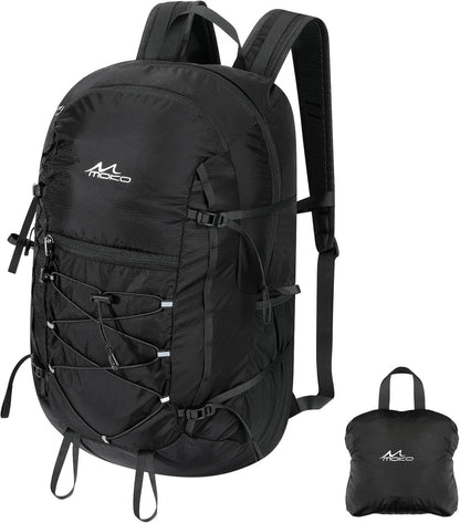 MoKo Hiking Backpack, 40L Large Capacity Camping Backpack with Multiple Pockets, Tear-Resistant Travel Daypack for Men Women, Packable and Lightweight Hiking Daypack for Travel Camping Outdoor, Black
