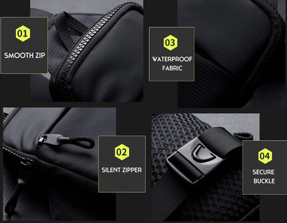 Simptech Mini Crossbody Sling Bag Chest Bag Dual Pocket Water Resistant Fanny Pack Running Phone Holder for Men Women Workout Travelling