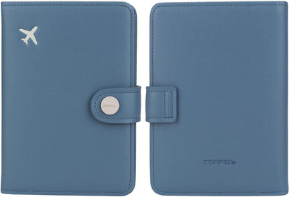 ZOPPEN Passport Holder Women, Passport Cover Travel Wallet Rfid Blocking Passport Wallet Cover Case Travel Essentials Document Organizer, Denim Blue