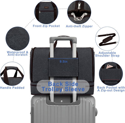 Garment Duffle Bag for Travel - Convertible Carry on Garments Duffel Bags Travel Bag for Women Men Large Weekender Bag with Shoes Compartment 3 in 1 Hanging Clothes Suit Dress Bag 3pcs Set