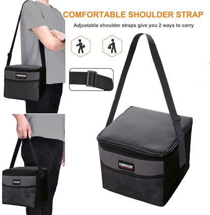 6 Can/5L Lunch Bag for Women Men Portable Lunch Box Small Cooler Bag Soft Collapsible Reusable Insulated Lunch Tote for Everyday Work Travel (Grey)