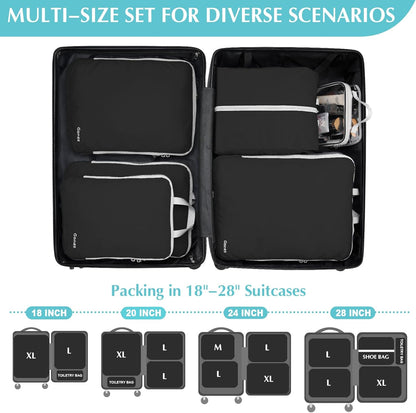 Gonex Compression Packing Cubes, 3pcs/4pcs Expandable Storage Travel Luggage Bags Organizers