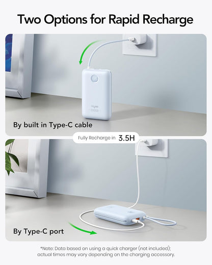 Portable Charger 20000mAh 30W Fast Charging, Power Bank with Built-in Cables & LED Display, USB C Battery Pack for iPhone 16/15/14, Samsung, iPad and Android Phones, Ideal for Travel