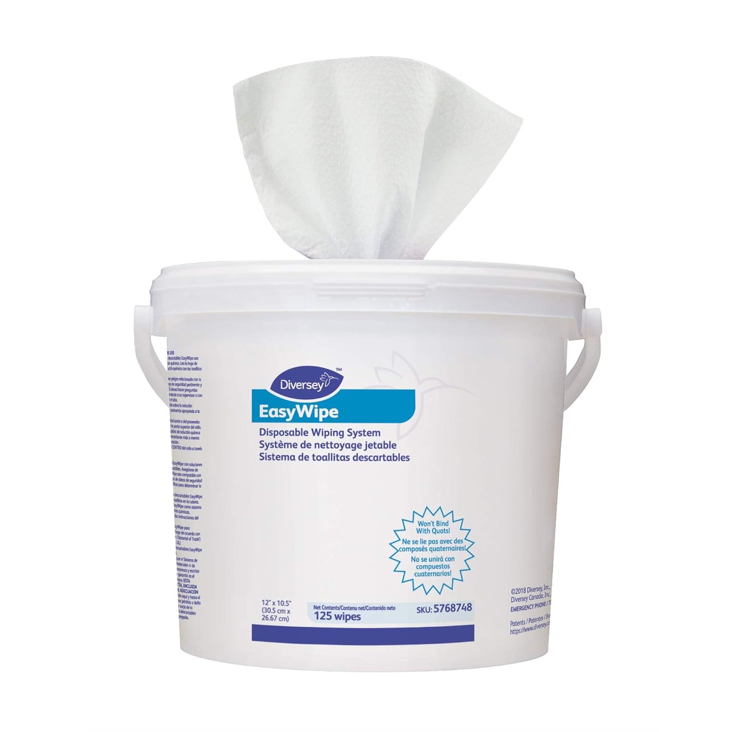 Diversey EasyWipe Disposable Wiping System - Pair with Oxivir Disinfectants, 125 Wipes (6 Pack)
