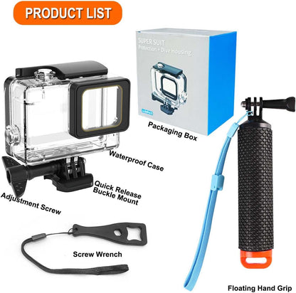 Compatible for Go Pro Hero 7 6 5 Black Waterproof Housing Case 45M/147FT Protective Underwater Diving Case Shell with Cameras Handle Mount Accessories Kit