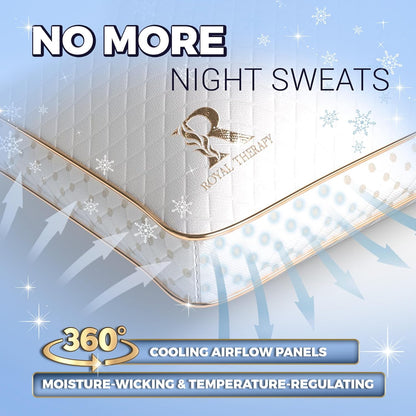 Royal Therapy Queen Memory Foam Pillows - Shredded Memory Foam Pillow for All Sleep Positions - Medium Firm Pillow with Adjustable Loft, Bamboo Rayon Cover, CertiPUR-US, Oeko-TEX Certified