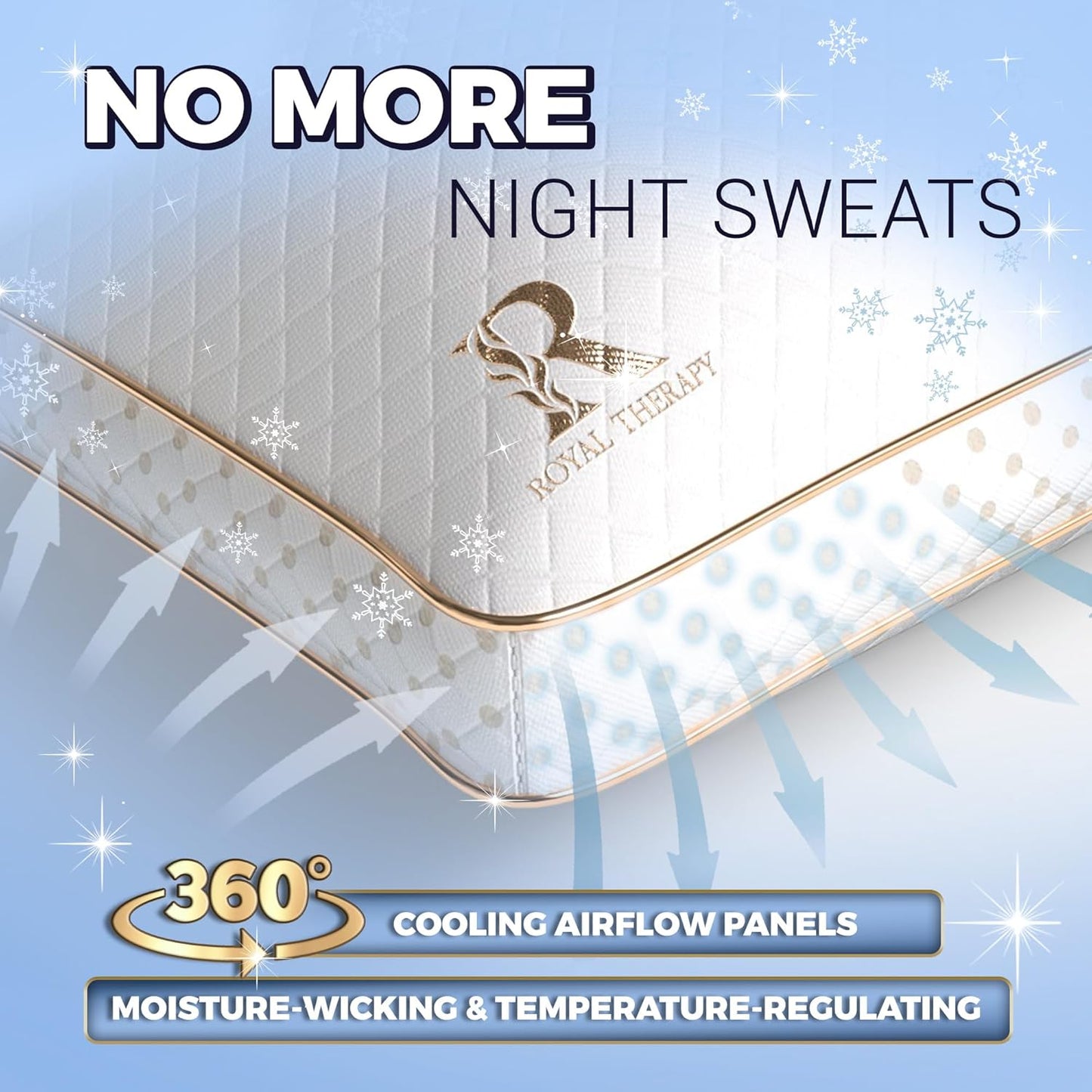 Royal Therapy Queen Memory Foam Pillows 2-Pack - Shredded Memory Foam Pillow for All Sleep Positions - Medium Firm Pillow with Adjustable Loft, Bamboo Rayon Cover, CertiPUR-US, Oeko-TEX Certified