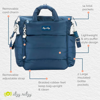 Itzy Ritzy Dream Convertible Diaper Bag Tote Backpack - Baby Diaper Bag with 14 Pockets, Changing Pad (Sapphire Starlight)