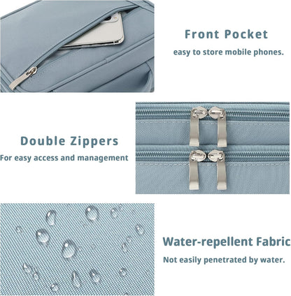 mygreen Electronics Travel Organizer, Watreproof Electronic Accessories Case Portable Double Layer Cable Storage Bag for Cord, Charger, Flash Drive, Phone, Ipad Mini, SD Card, Gifts for Him Blue