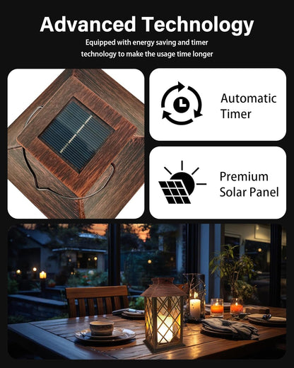 SHYMERY Solar Lanterns, Hanging Outdoor Lantern with Lasts 2X Longer LED Flickering Flameless Candles, Waterproof Outdoor Garden Lanterns Decorative for Patio, Porch,Deck, Yard, Table Decor 2 Pack