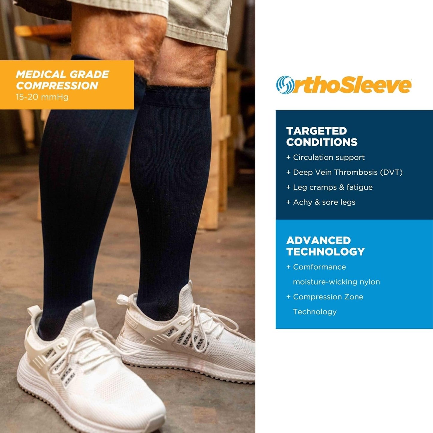 Medical Grade Compression Socks for Men & Women 15-20 mmHg by OrthoSleeve (Tan, X-Large)