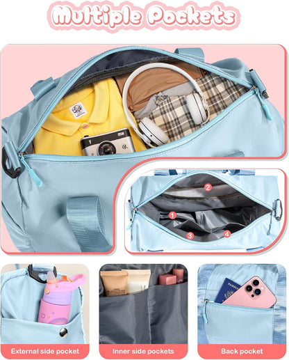 Presents For Girls-Girl Gym Bag with Shoe Compartment, Kid Personalized Weekender Overnight Bags, Initial Travel Tote with Makeup Pouch, Graduation Gift for Girls (Letter Y)