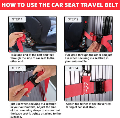 Car Seat Travel Belt to Suitcase,Car Seat Travel Strap to Convert Kid Car Seat and Carry-on Luggage into an Airport Car Seat Stroller,Safe Travel Solution for Transport