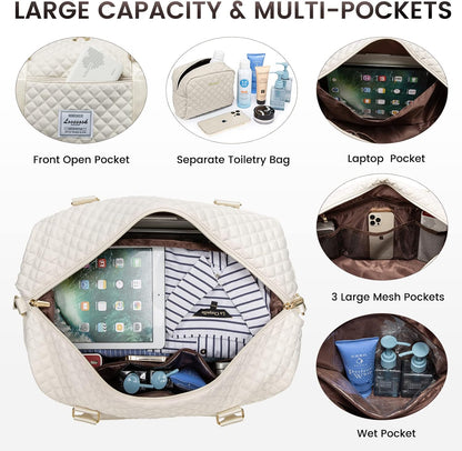 LOVEVOOK Travel Duffle Bag,Weekender Bags for Women with Shoe Compartment，Carry on Overnight Bag with Toiletry Bag,Gym Duffel Bag with Wet Pocket, Hospital Bags for Labor and Delivery