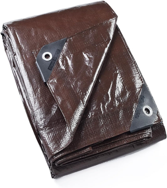 GUARD SHIELD Brown Tarp 10x10 Feet Waterproof Tarps Lightweight Camping Tarp Outdoor Multi Purpose Poly Cover 6mil