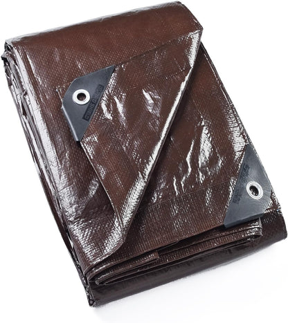 GUARD SHIELD Brown Tarp 12x20 Feet Waterproof Tarps Lightweight Camping Tarp Outdoor Multi Purpose Poly Cover 6mil