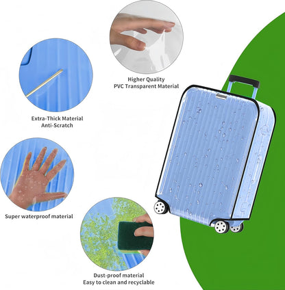 Luggage Cover Clear PVC Suitcase Cover Thick Transparent Waterproof Suitcase Protector for 20"/24"/28"/30" inch