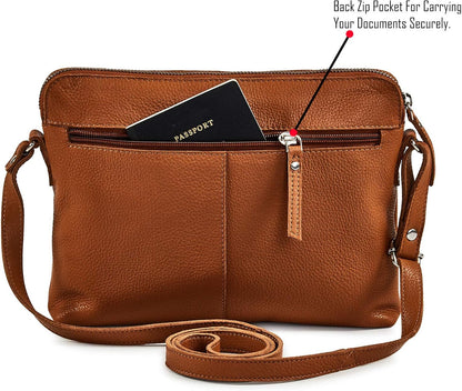 Wise Owl Accessories Small Soft Pebbled Real Leather Crossbody Handbags Purses Sling Crossover Shoulder Bag